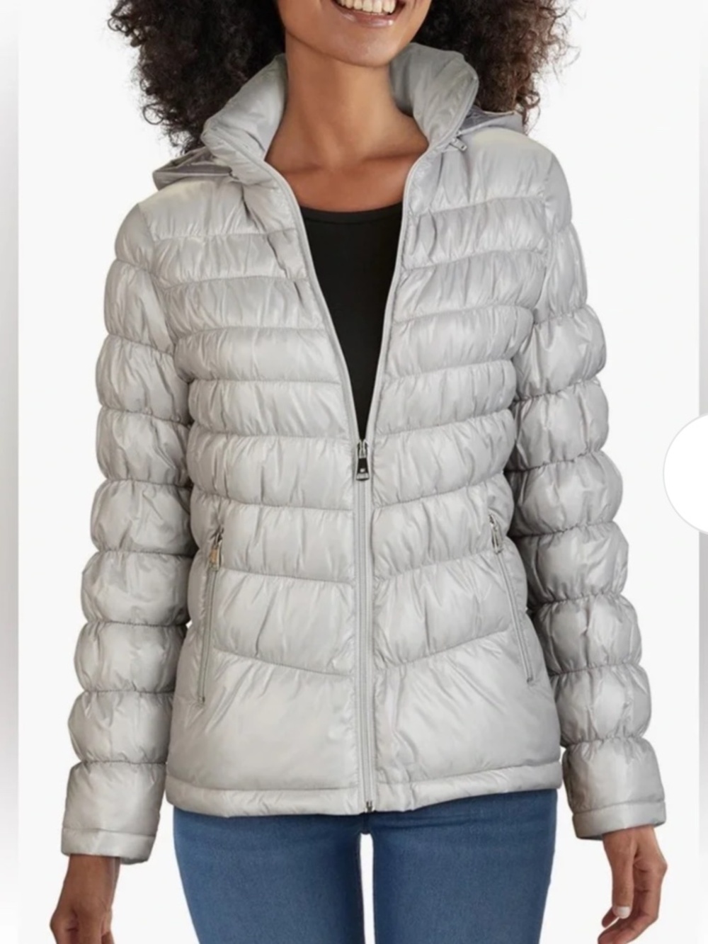 Kenneth Cole Hooded Front Zip Puffer Jacket, size L